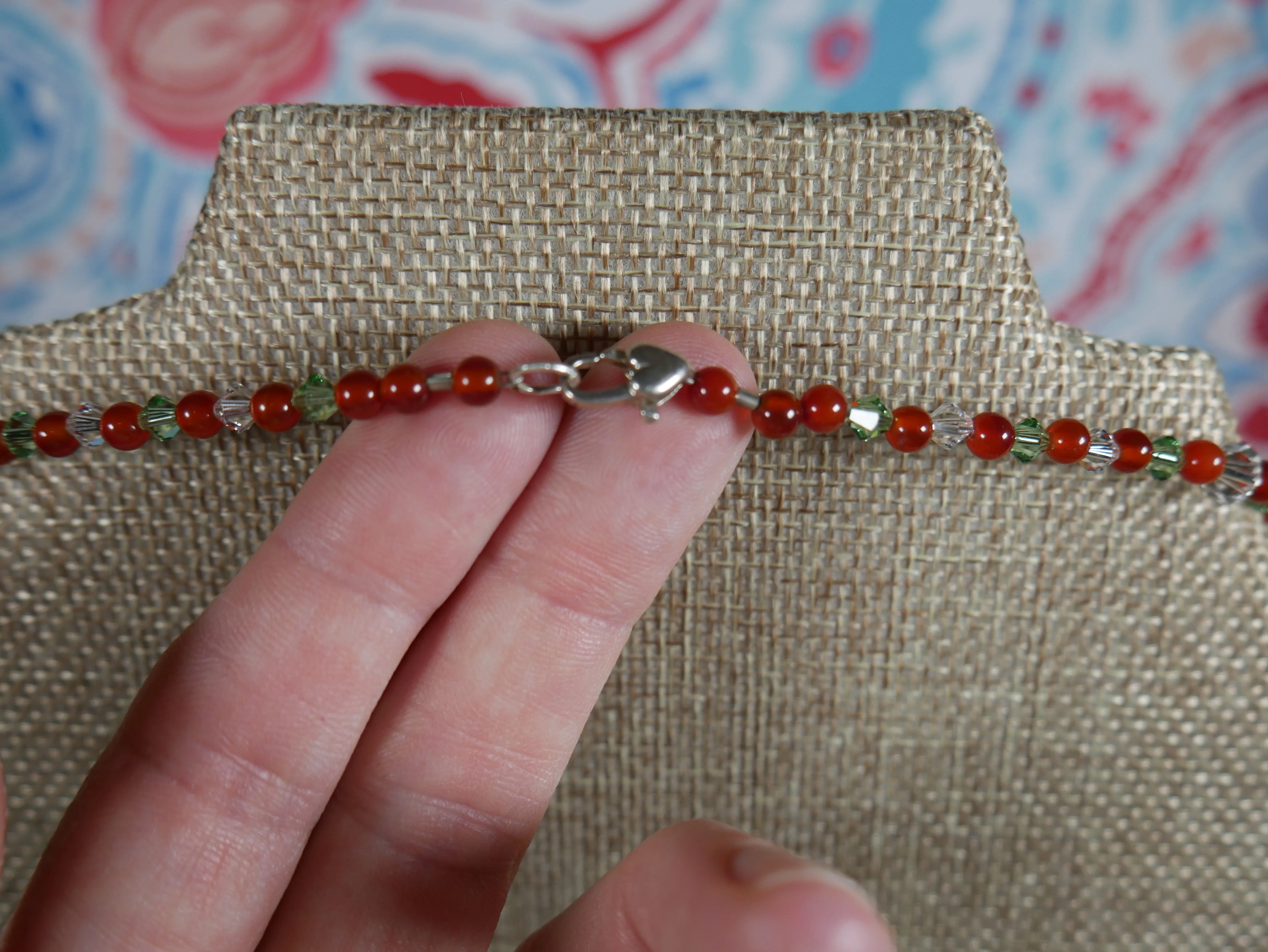 Earth Tone Beaded Necklace with Lampworked Glass Star Pendant and Bicone Crystals