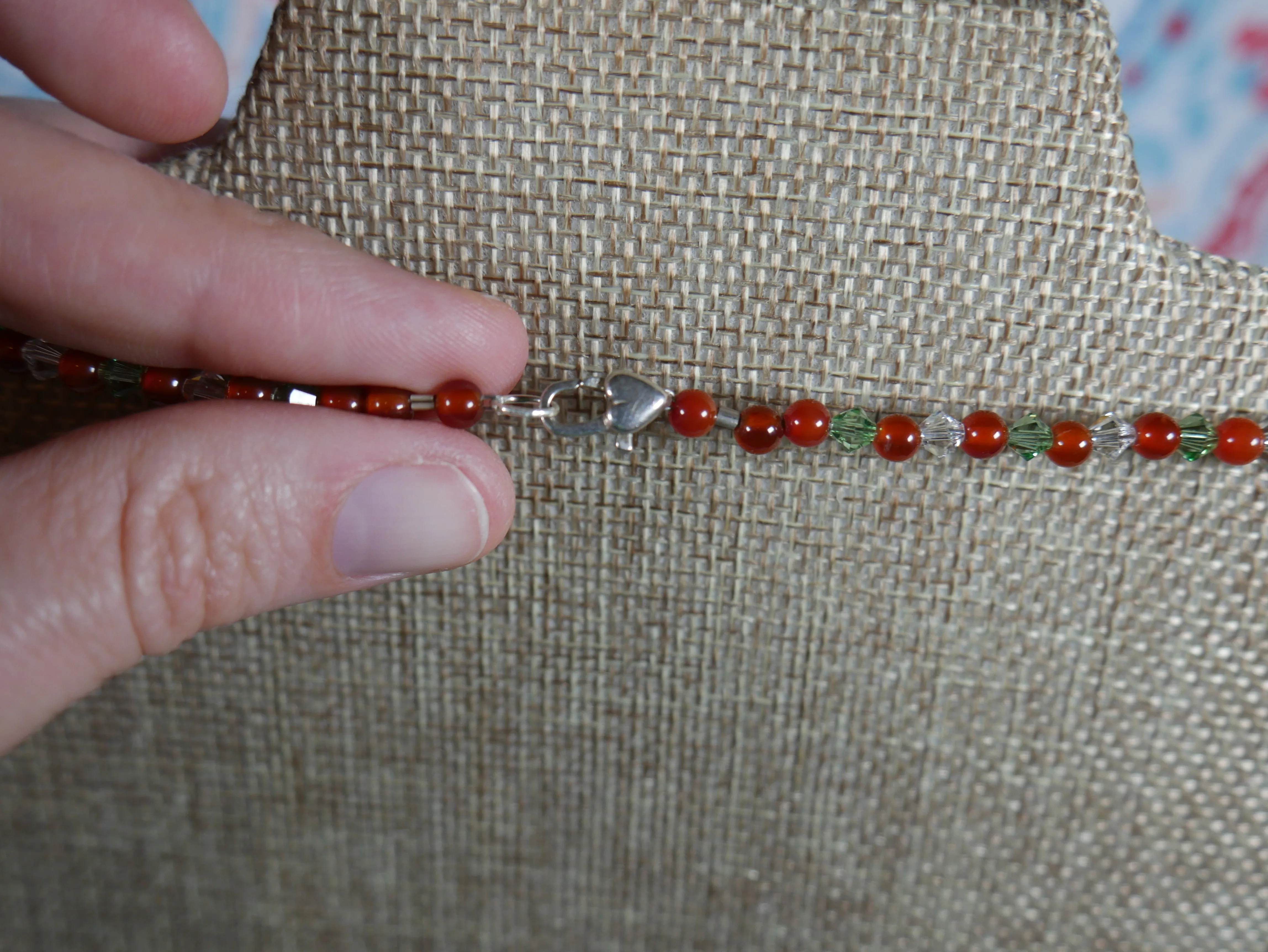 Earth Tone Beaded Necklace with Lampworked Glass Star Pendant and Bicone Crystals