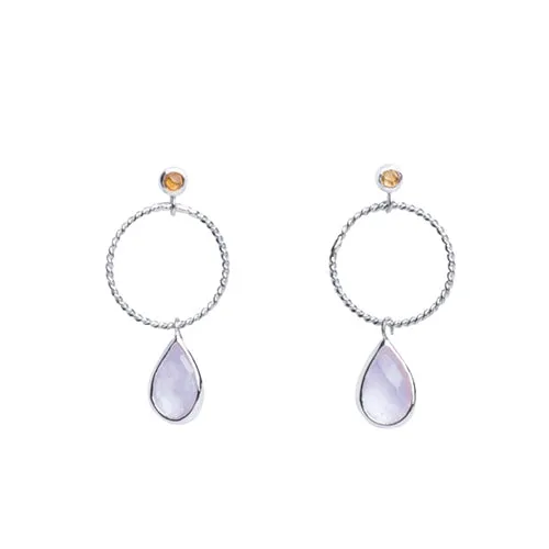 Faceted Rose Quartz Hoop Earrings