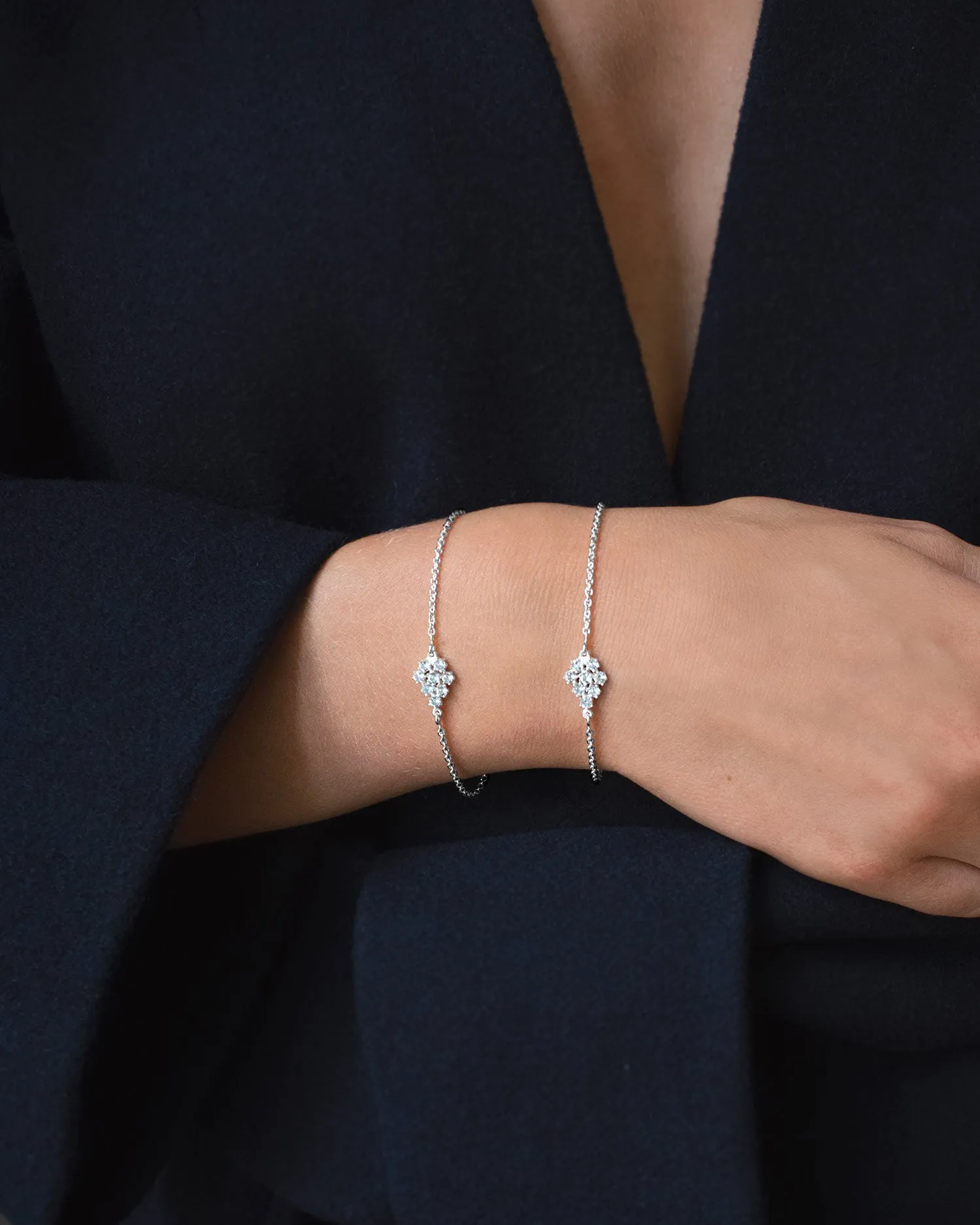 Frost single bracelet silver rose quartz