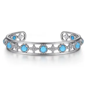 Gabriel & Co. Rock Crystal and Turquoise Station Bangle Bracelet