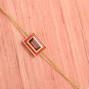 Garnet Adjustable Chain Bracelet With Enamel