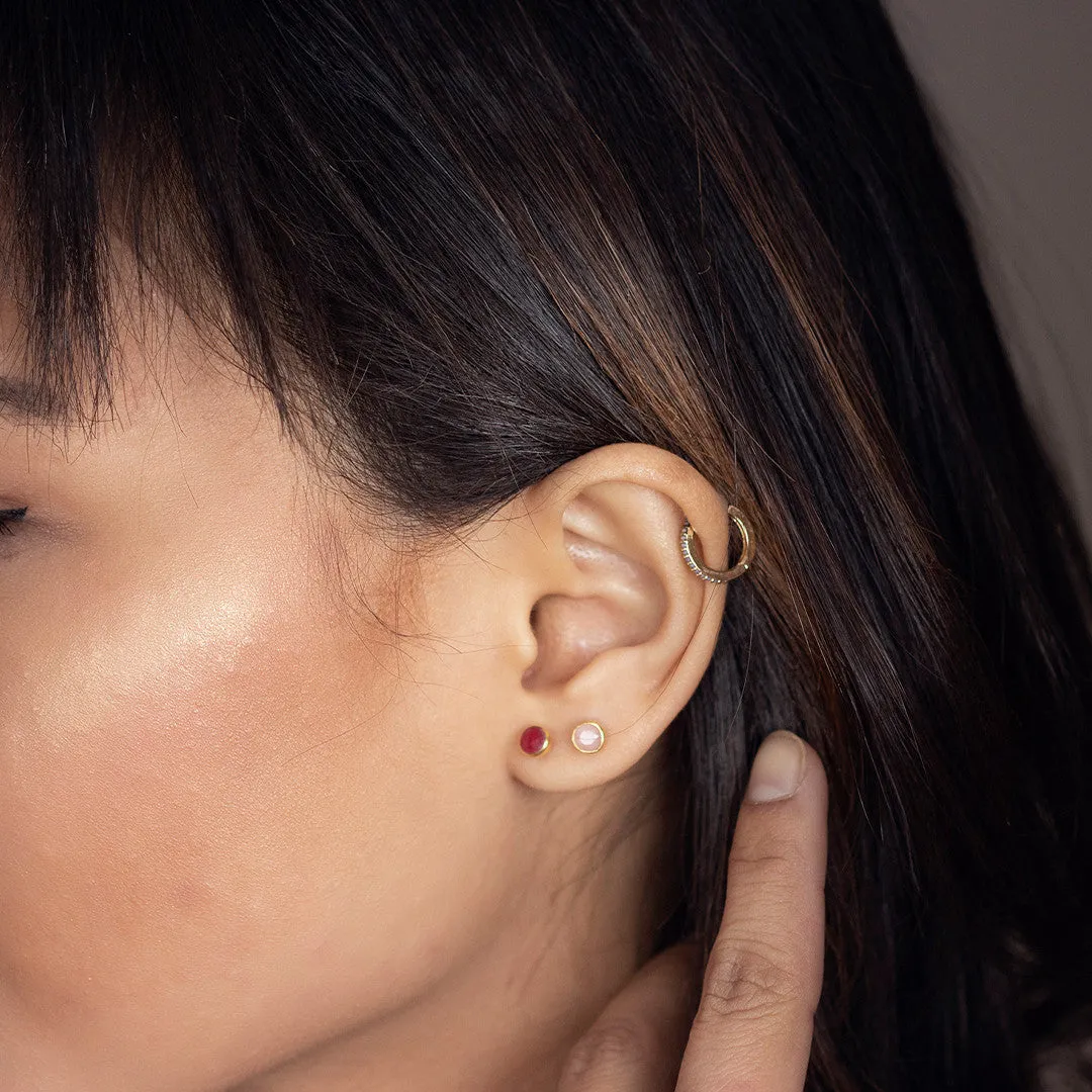 Garnet Mini Stud Earrings | Silver - January
