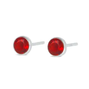 Garnet Mini Stud Earrings | Silver - January
