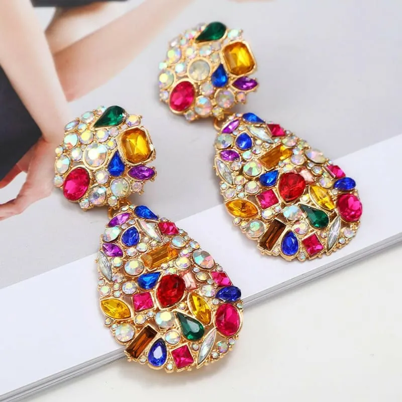 Gemstone and Pearl Crystal Pendant Drop Earrings in Multi Styles