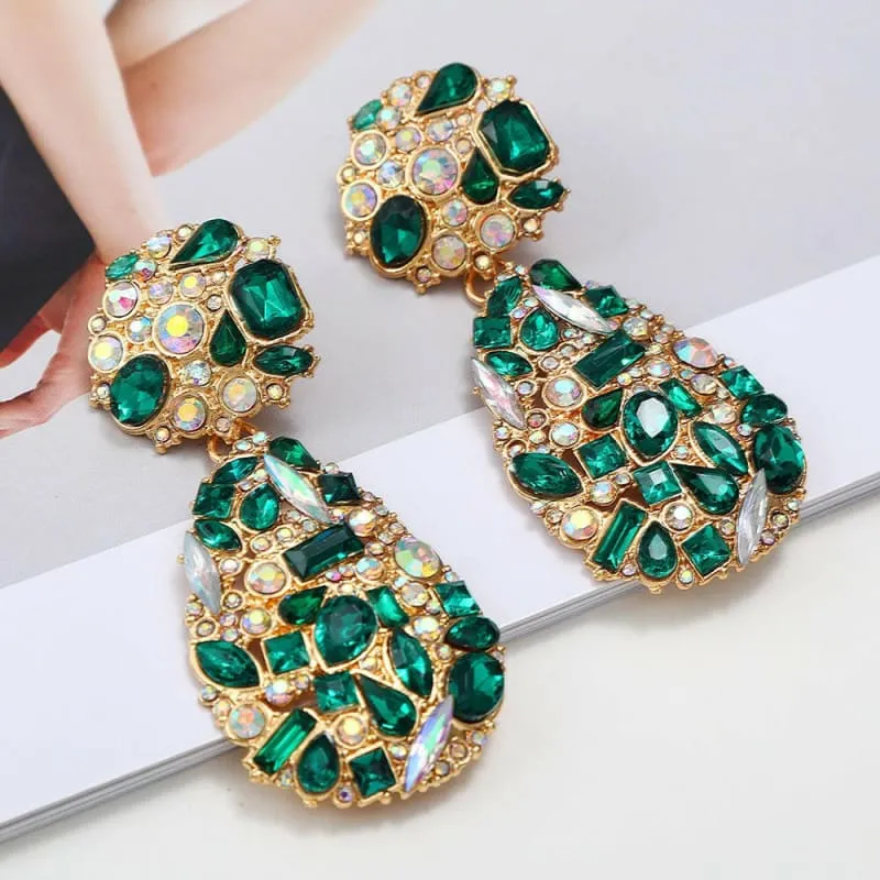 Gemstone and Pearl Crystal Pendant Drop Earrings in Multi Styles