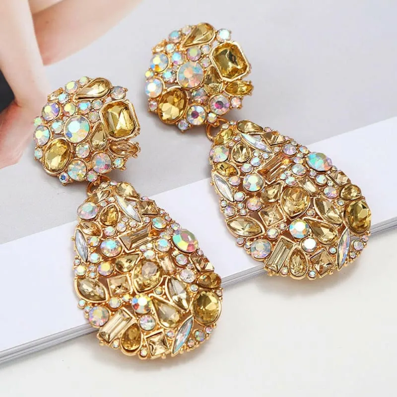 Gemstone and Pearl Crystal Pendant Drop Earrings in Multi Styles