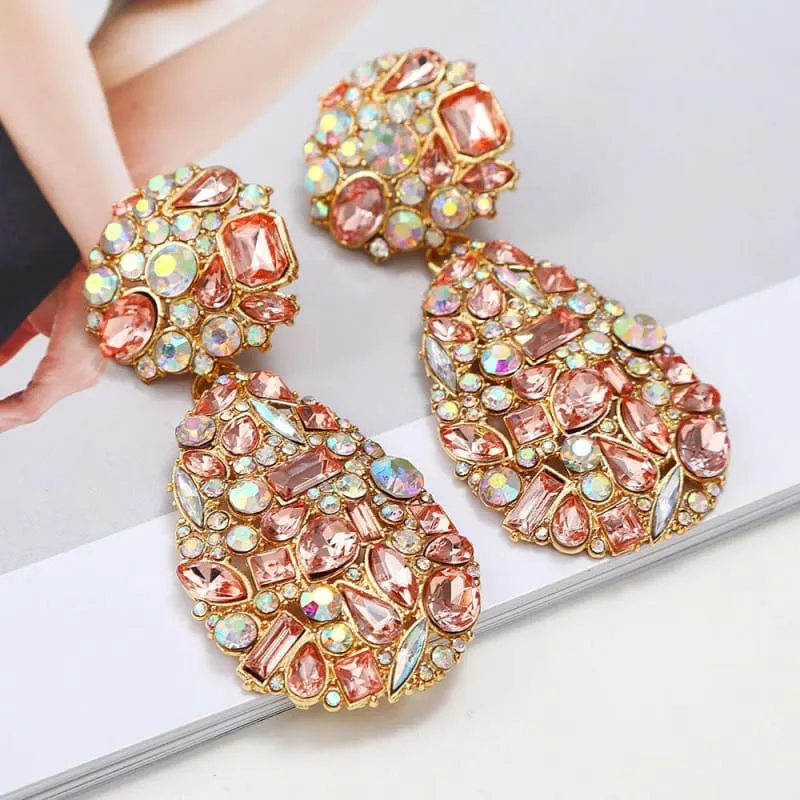 Gemstone and Pearl Crystal Pendant Drop Earrings in Multi Styles