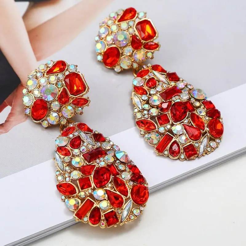 Gemstone and Pearl Crystal Pendant Drop Earrings in Multi Styles