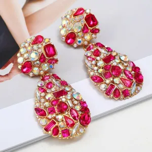 Gemstone and Pearl Crystal Pendant Drop Earrings in Multi Styles