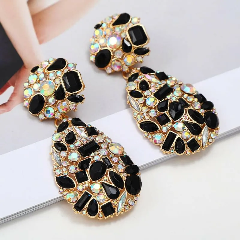 Gemstone and Pearl Crystal Pendant Drop Earrings in Multi Styles