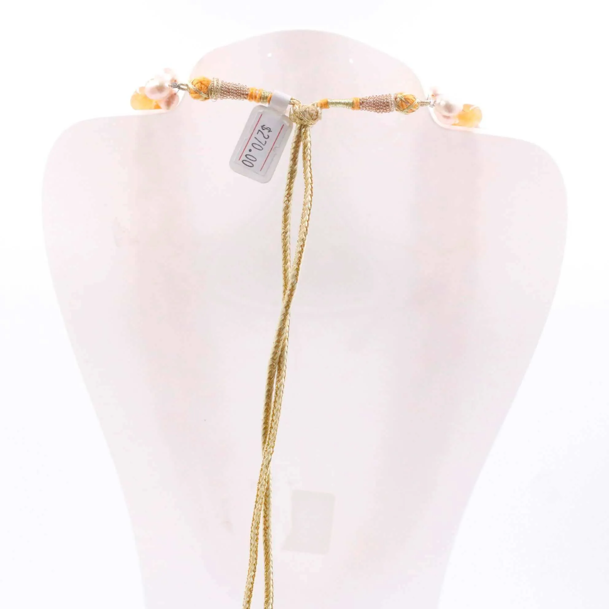 Gemstone W/ Pearl Necklace Gemstone Necklace Layered Necklace Orange Quartz Necklace Fresh Water Pearl Necklace Indian Necklace SKU 6143163