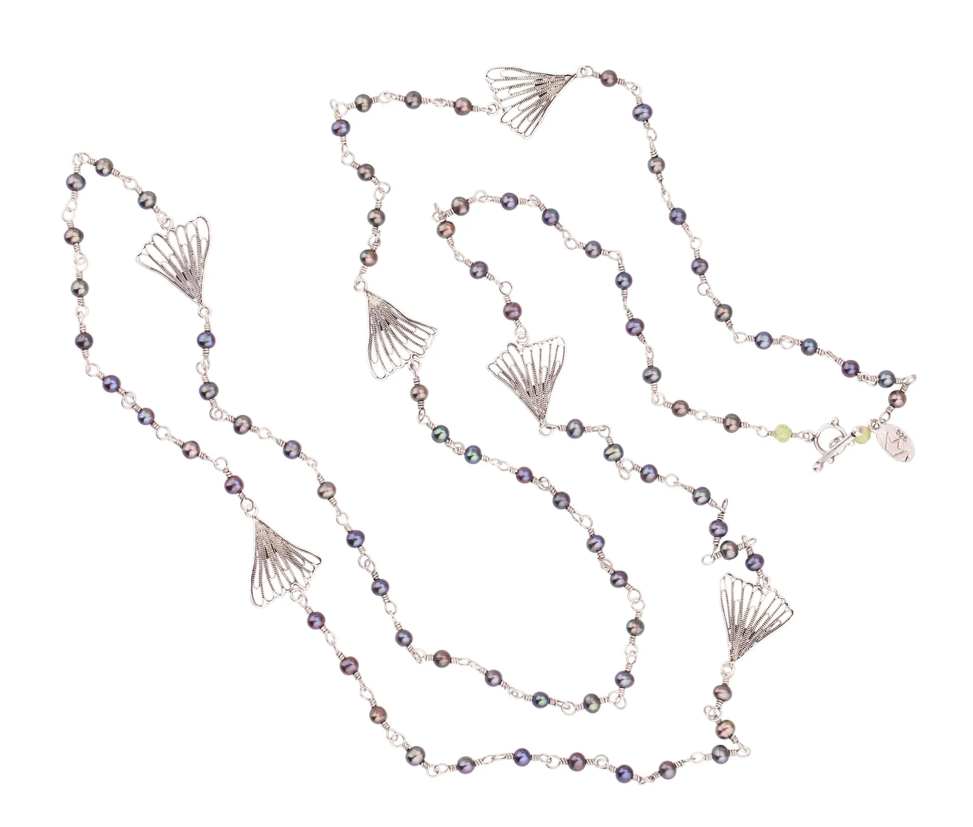 Gingko Biloba Peridot Gray Necklace