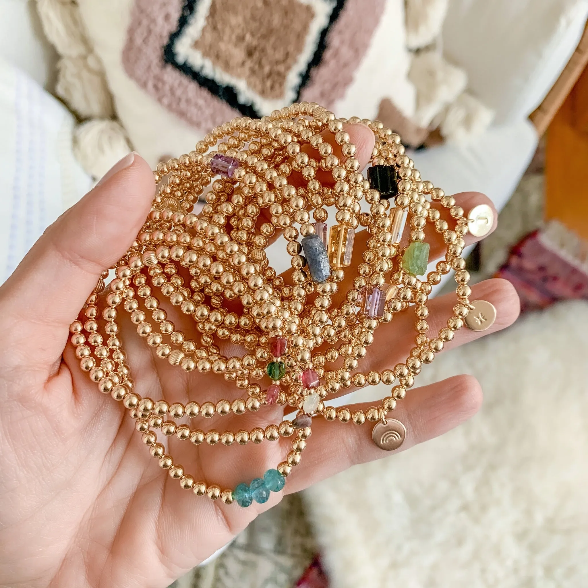 Gold Beaded Bracelet | Citrine