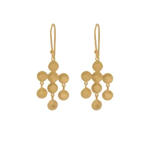 Gold Lotus Leaves Chandelier Earrings