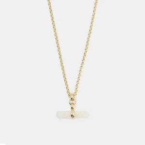 Gold Mother Of Pearl T-Bar Necklace