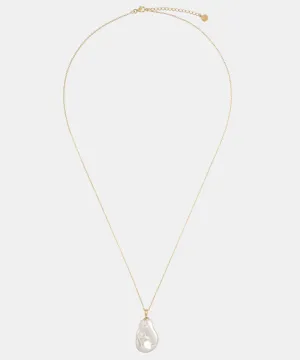 Gold Plated Silver Necklace for Women with Organic Pearl, 20mm Wild Pearl, 15.7" Length, Keila Collection