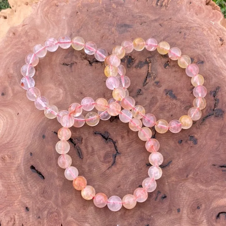 Golden Red Quartz Crystal Chip Bracelet