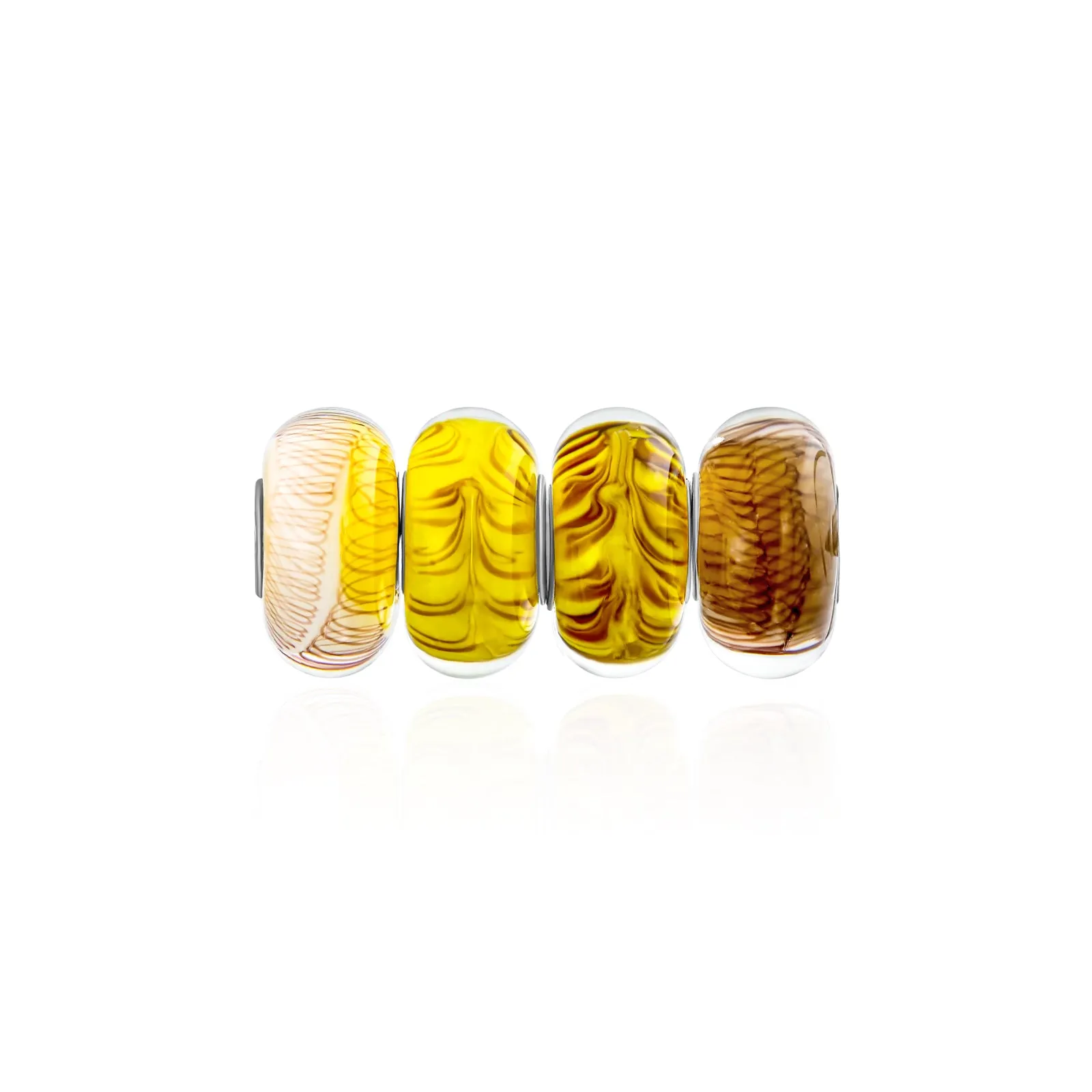 Golden Yellow Murano Glass Bead Charm Bundle Set .925 Silver