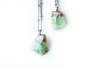 Green Peridot necklace | Raw peridot necklace