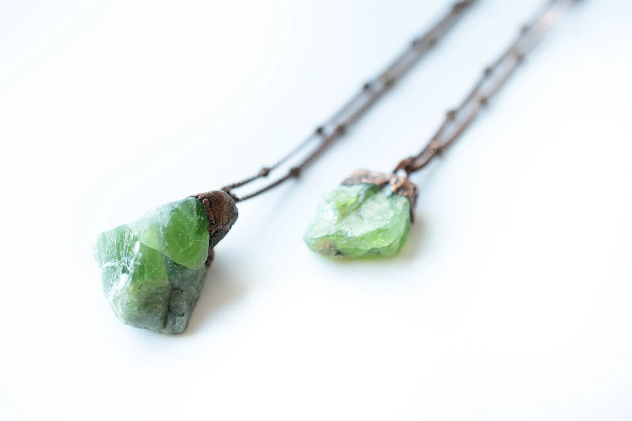 Green Peridot necklace | Raw peridot necklace