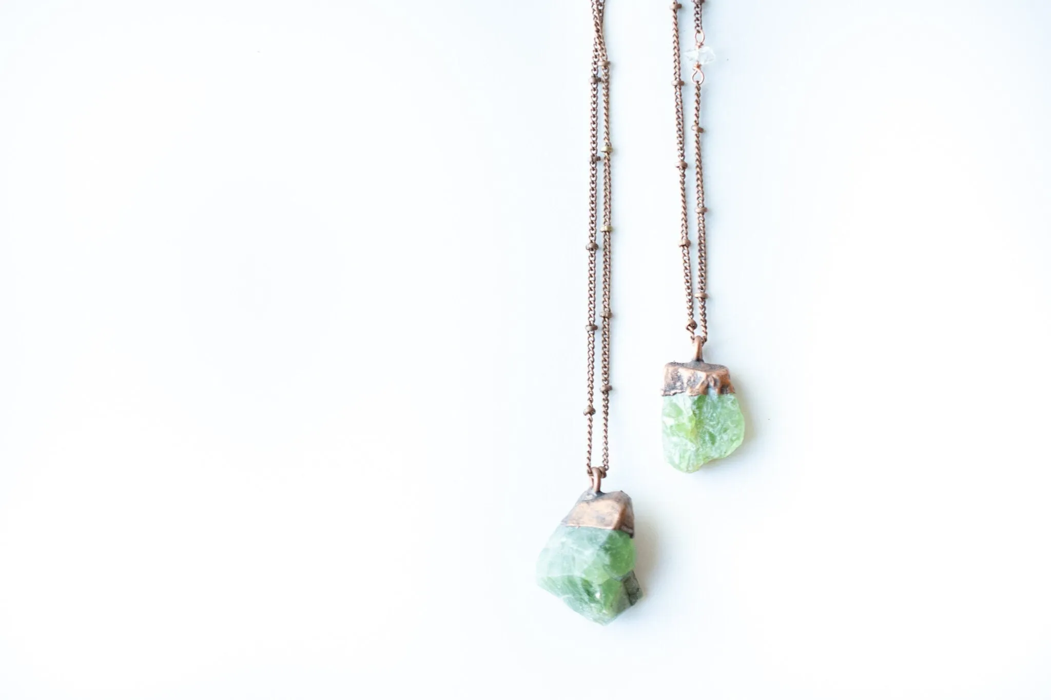 Green Peridot necklace | Raw peridot necklace