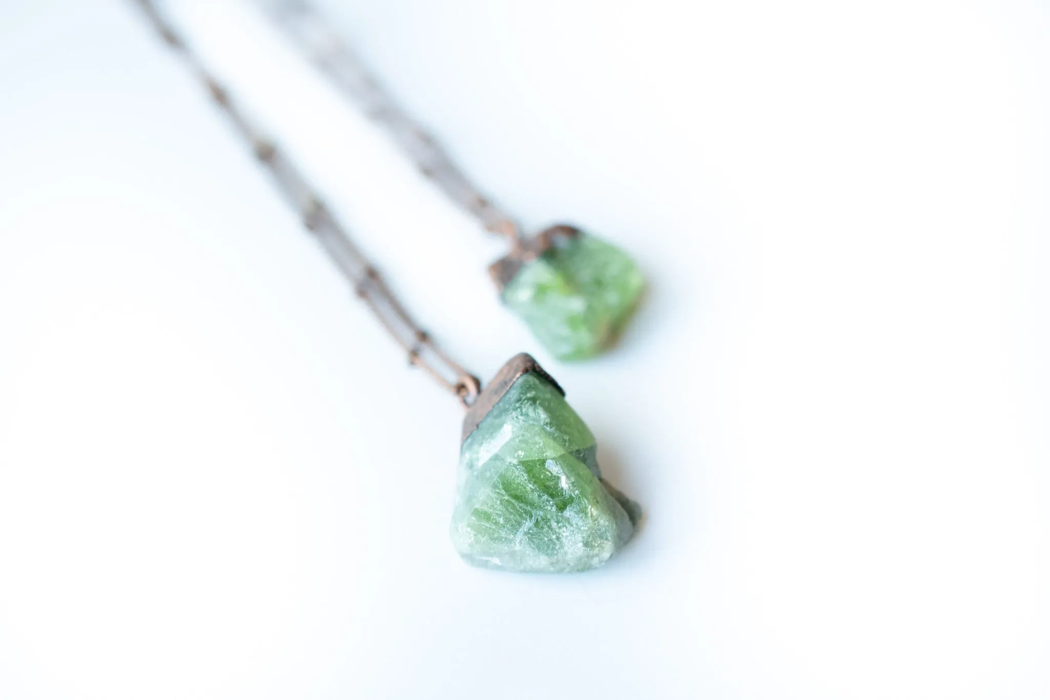 Green Peridot necklace | Raw peridot necklace
