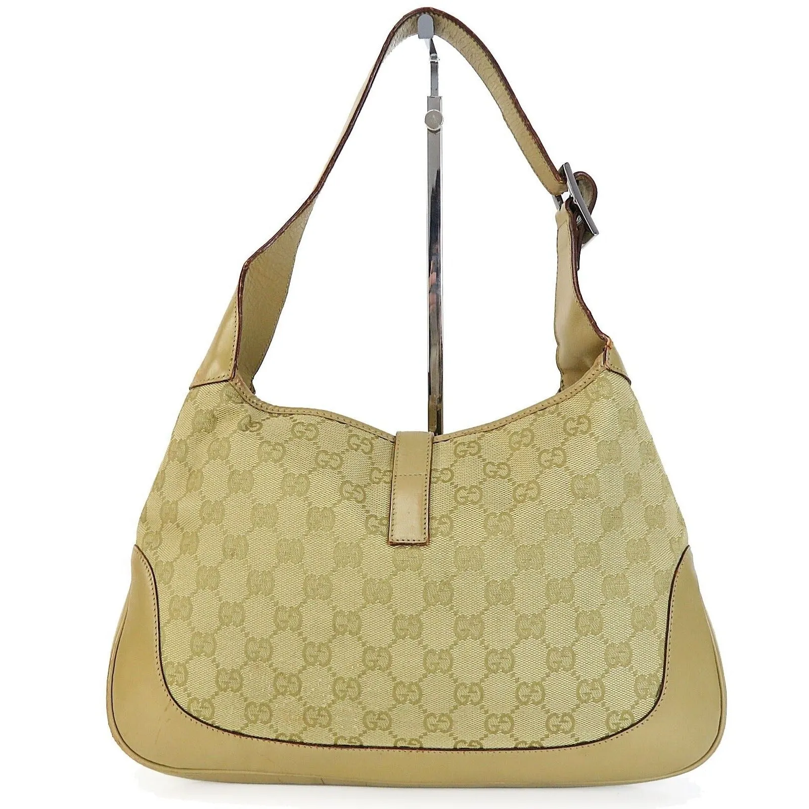 Gucci yellow and metallic leather Tom Ford Jackie Hobo with a camel Guccissima print