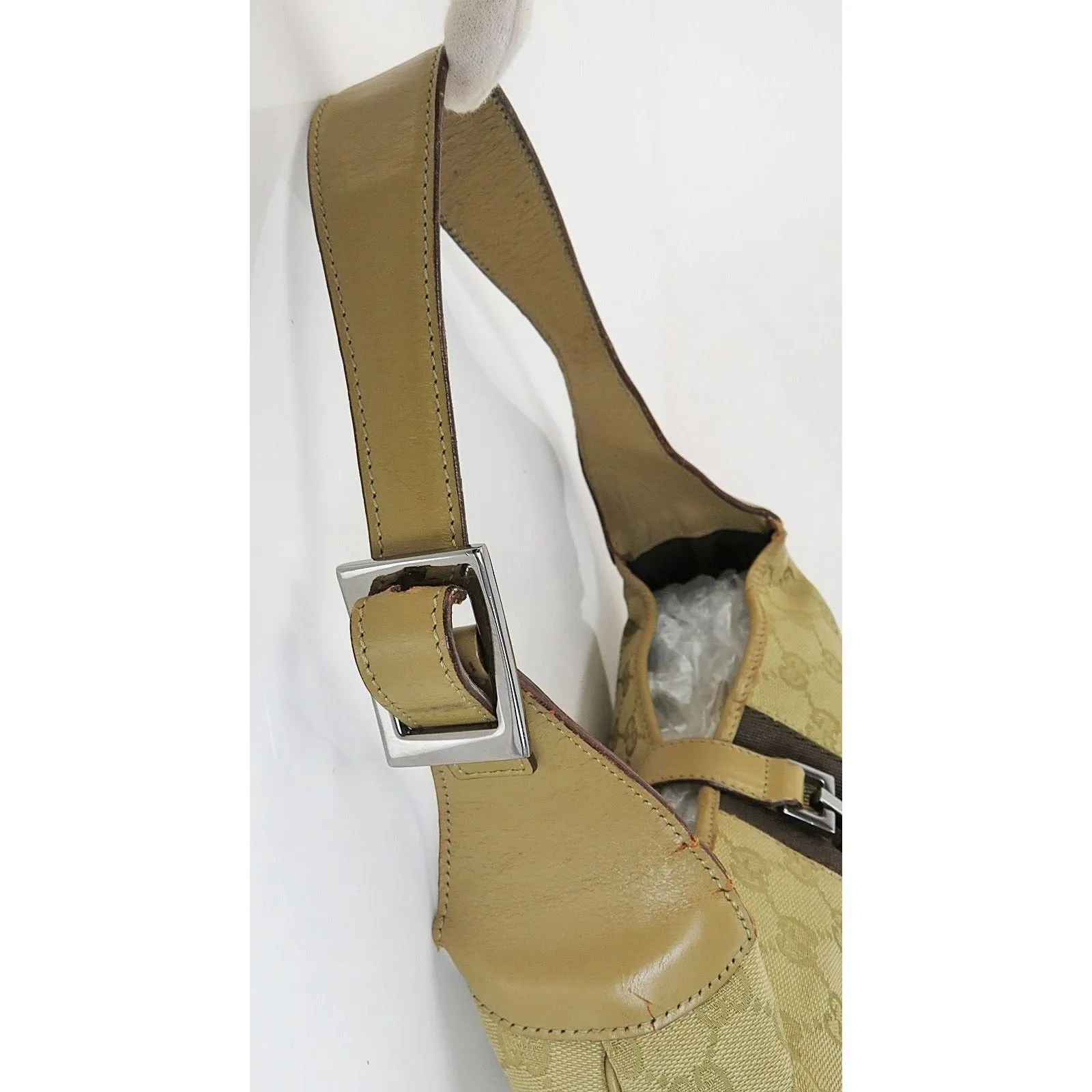 Gucci yellow and metallic leather Tom Ford Jackie Hobo with a camel Guccissima print