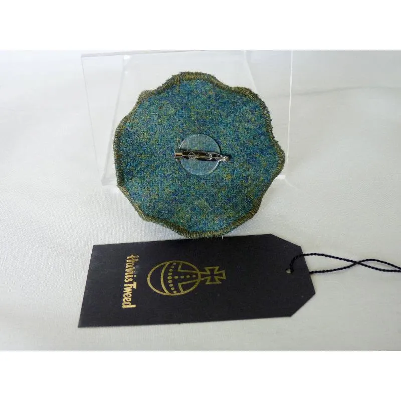 Harris Tweed Folded Layered Brooch - Green & Gold