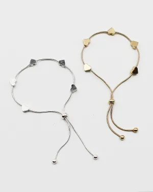 Heart Metal Stud Drawstring Bracelet