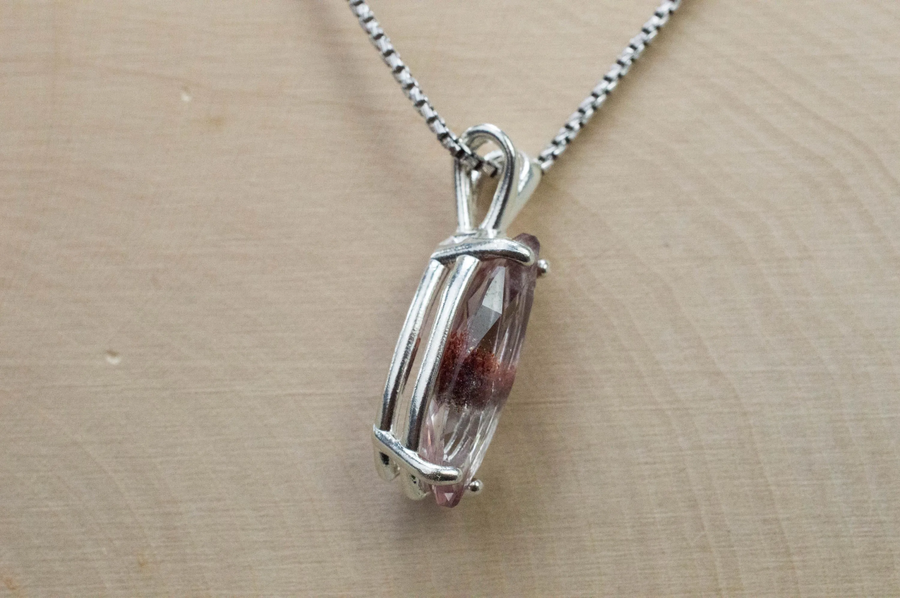 Hematite Quartz Pendant; Natural Untreated Tanzania Fire and Ice Quartz; 4.845cts