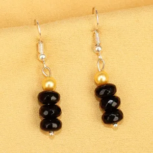Imeora Black Quartz Earrings With 5mm Shell Beads