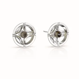 Jalan Besar Large Stud Earrings - Sterling Silver - Smoky Quartz