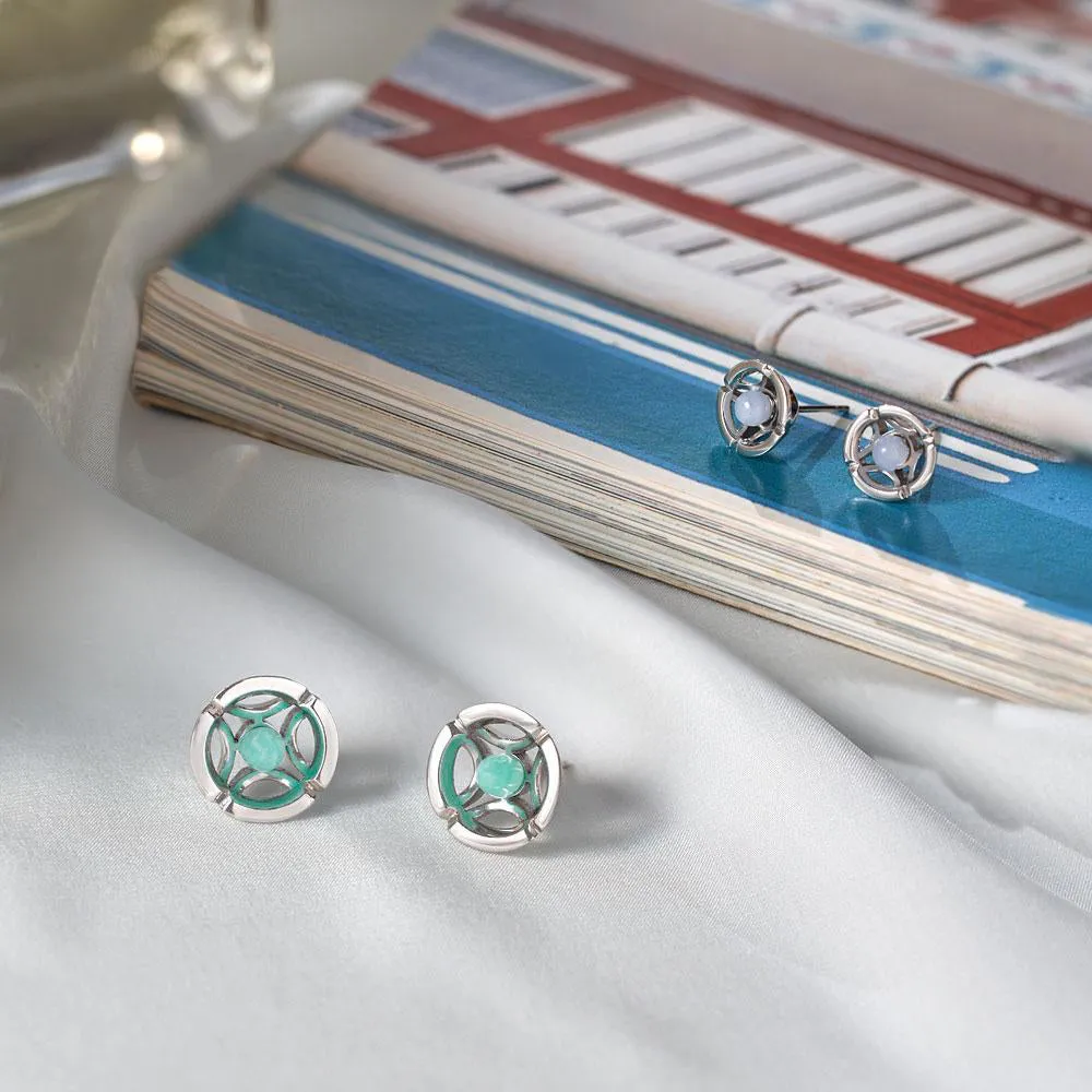 Jalan Besar Large Stud Earrings - Sterling Silver - Smoky Quartz