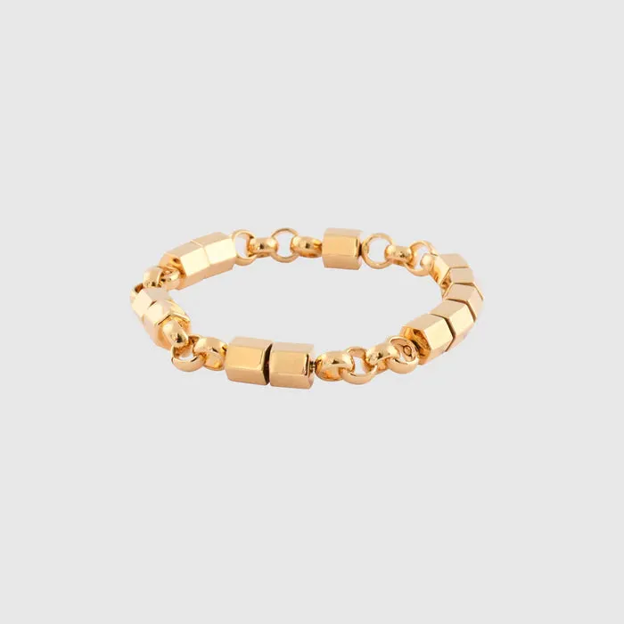 KM JEWELRY: PRISM STUD BEAD BRACELET / ANKLET GOLD