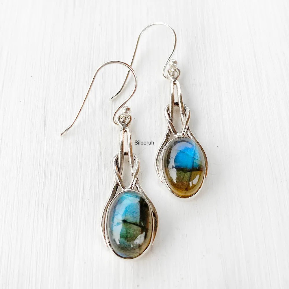 Labradorite Knot Silver Earring