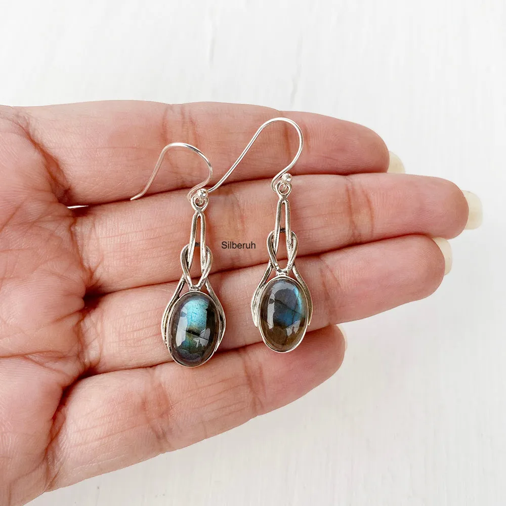 Labradorite Knot Silver Earring