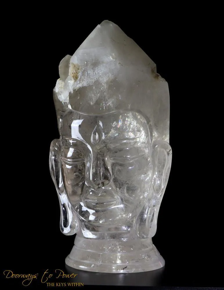 Large Citrine Cathedral Quartz Crystal Buddha Head Sculpture