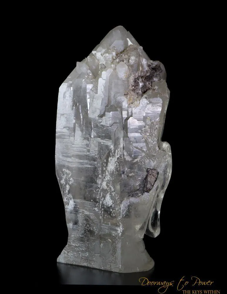 Large Citrine Cathedral Quartz Crystal Buddha Head Sculpture
