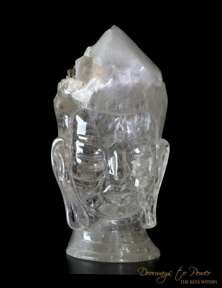 Large Citrine Cathedral Quartz Crystal Buddha Head Sculpture