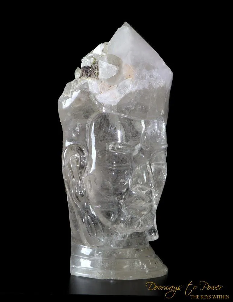 Large Citrine Cathedral Quartz Crystal Buddha Head Sculpture