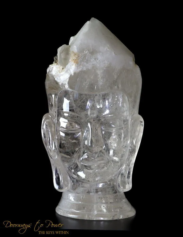 Large Citrine Cathedral Quartz Crystal Buddha Head Sculpture