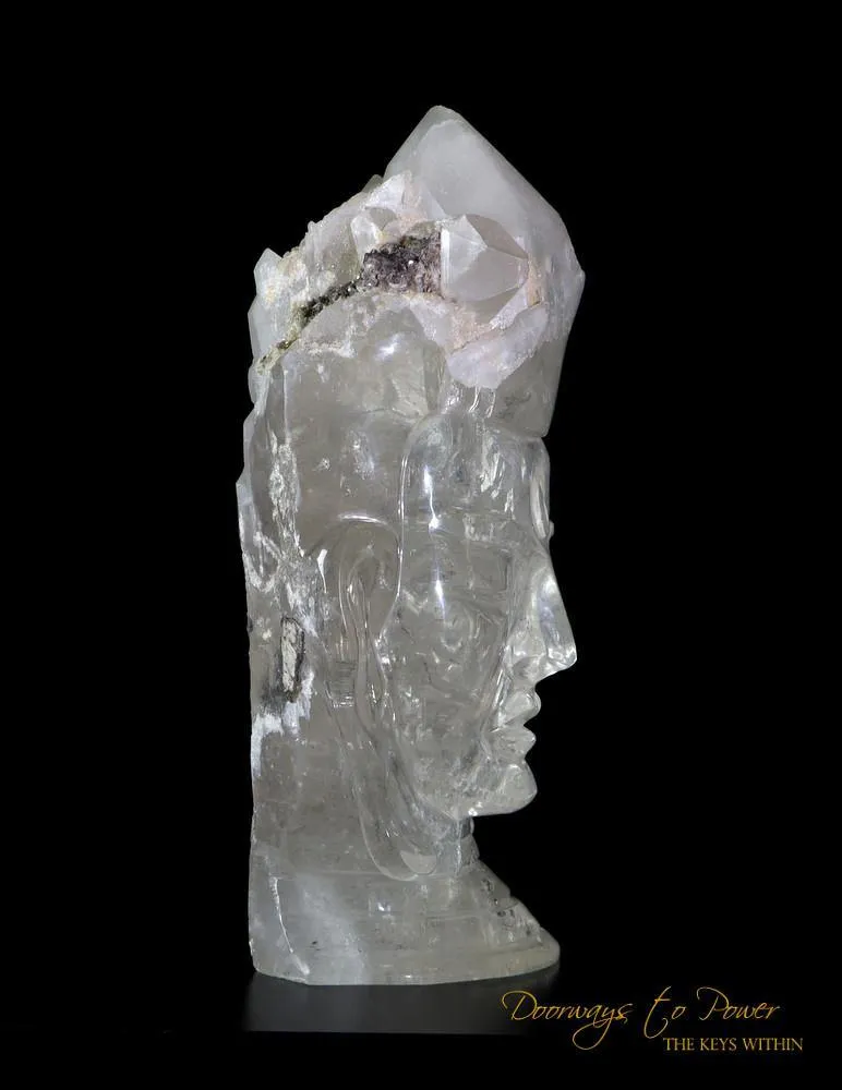 Large Citrine Cathedral Quartz Crystal Buddha Head Sculpture