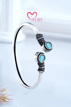 Light Blue Royal Aura Kundan Cuff Bracelet
