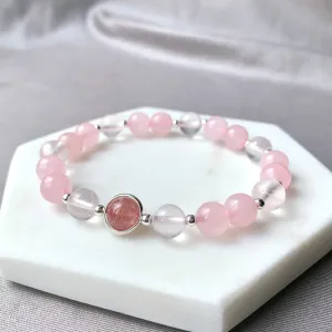 Love Relationship Rose Quartz Silver Bracelet