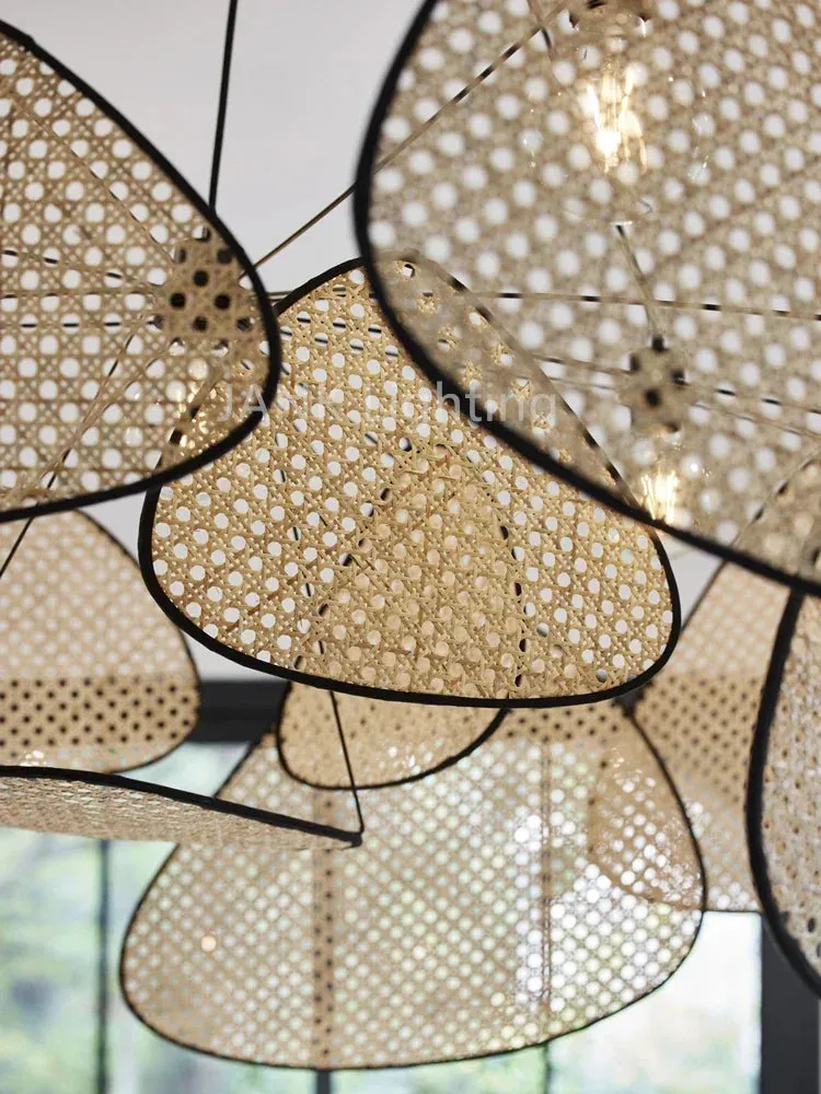 Mansion Rattan Chandelier for Dining Living Room Suspension Indoor Lighting