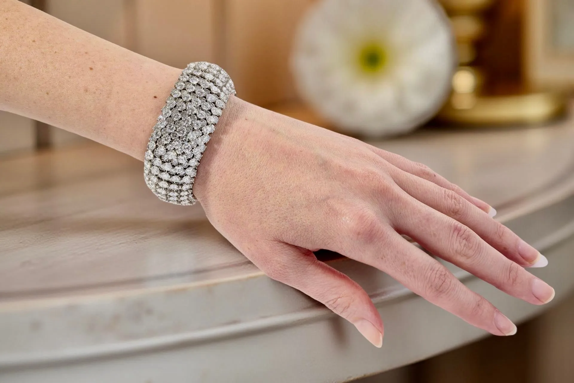 MDJ Curators Collection....Van Cleef & Arples Estate 84.79 Cttw Diamond Platinum Cheval Collection Bracelet 15712