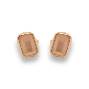 Mgoun Cut Stone Rose Quartz Studs