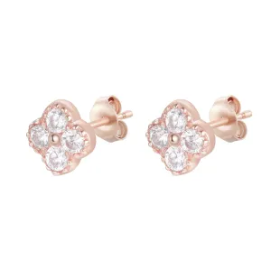 MIA MINI CRYSTAL CLOVER ROSE GOLD EAR STUDS